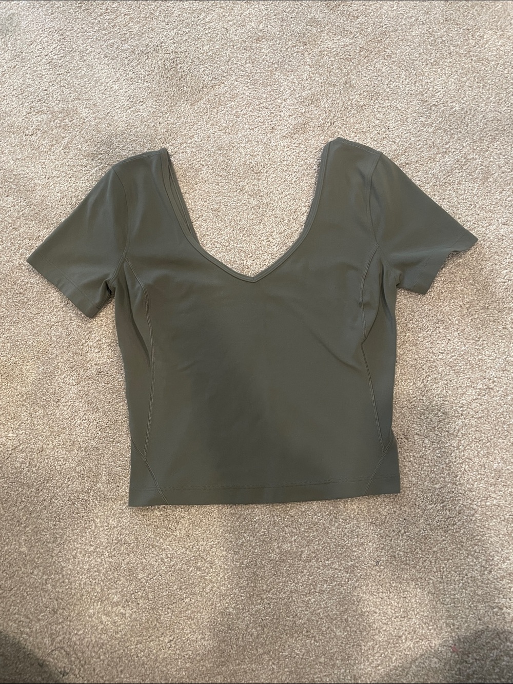 Lululemon Olive V-Neck Short Sleeve Top